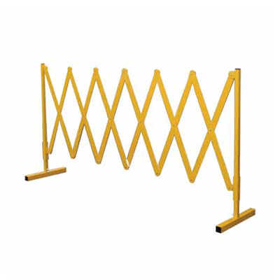 3.2m Metal Expanding Barrier – Yellow – 3.2m L x 900mm H – C/w Castors