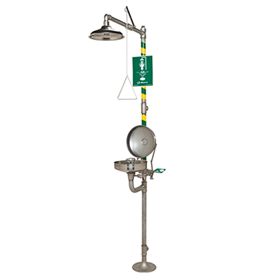 Emergency Shower with Eye/Facewash, S/S Pipe, S/S Bowl & Inline Strainer & Bowl Cover
