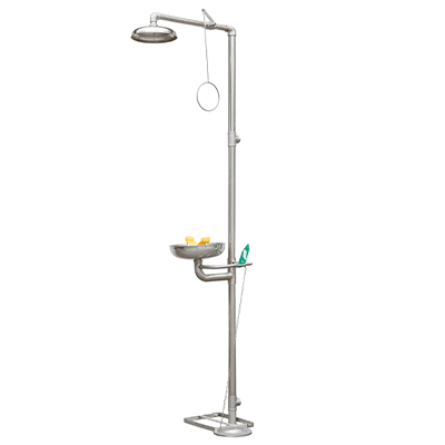 Stainless Steel Floor Mounted Combination Unit with Drench Shower & Eyewash