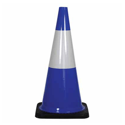 700mm BLUE Traffic Cone with Reflective – Black Base