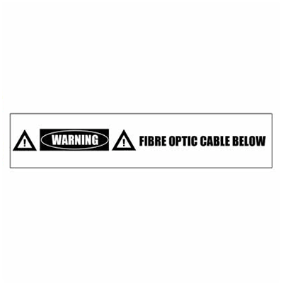 Underground Tape – Detectable – Warning Fibre Optic Cable Below – White with Black Text – 100mm x 250m
