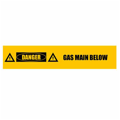 Underground Tape – Detectable – Danger Gas Main Below – Yellow with Black Text – 100mm x 250m