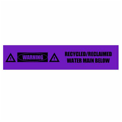 Underground Tape – Detectable – Warning Recycled/Reclaimed Water Main Below – Lilac with Black Text – 100mm x 250m