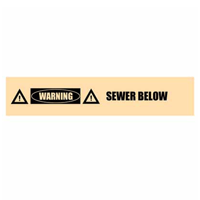 Underground Tape – Detectable – Warning Sewer Below – Beige with Black Text – 100mm x 250m