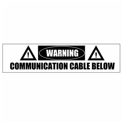 Underground Tape – Non-Detectable – Warning Communication Cable Below
 – White with Black Text
 – 150mm x 500m