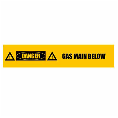 Underground Tape – Non-Detectable – Danger Gas Main Below
 – Yellow with Black Text
 – 150mm x 500m