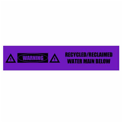 Underground Tape – Non-Detectable – Warning Recycled/Reclaimed Water Main Below – Lilac with Black Text – 150mm x 500m