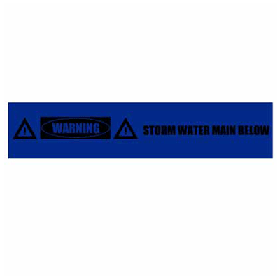 Underground Tape – Non-Detectable – Warning Storm Water Main Below
 – Blue with Black Text
 – 150mm x 500m