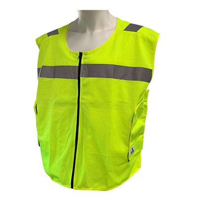 CoolWorker Yellow Hi-Viz Cooling Vest with Reflective Tape, c/w 8 x Reusable PCM Pouches – Size X Large