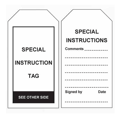 Special Instruction Tags – Pk/100 – Tear Proof – c/w Eyelet & String