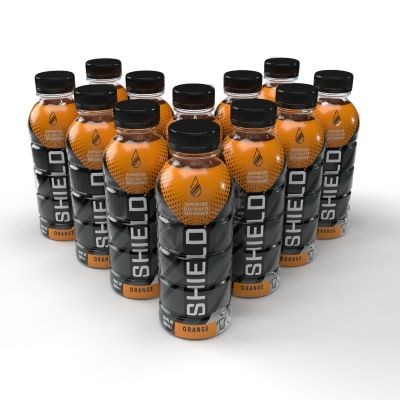 SHIELD Electrolyte Drink, Ready to Drink Bottle (500mL), Case of 12, Orange flavor
