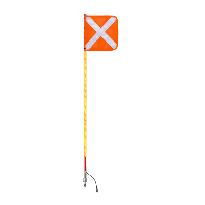 0.6mtr Red Full Pole LED 12V Ultra Whip with Female Deutsch Plug, Orange Reflective X Mesh Vehicle Safety Flag, Large Anti-Rotational Quick Release Base