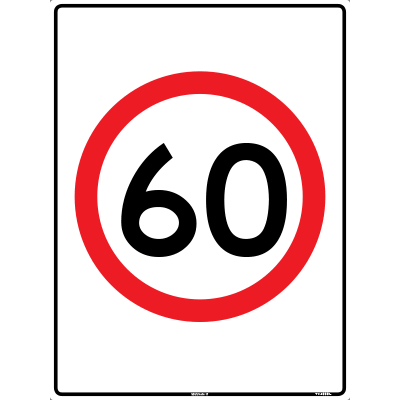 Sign, 600 x 450mm, Aluminium Reflective Class 1 – 60km