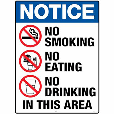 NOTICE SIGN NO SMOKING EATING DRINKING