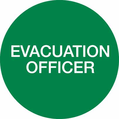 50mm Disc-Self Adhesive-Sheet of 12-Evacuation Officer