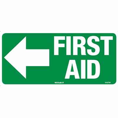 FIRST AID LEFT ARROW SIGN