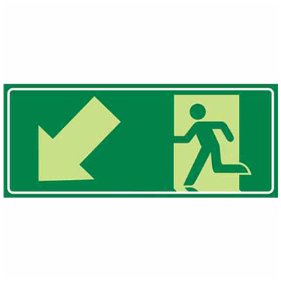 EXIT SIGN LEFT DOWN ARROW