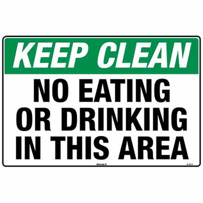 NO EATING OR DRINKING SIGN