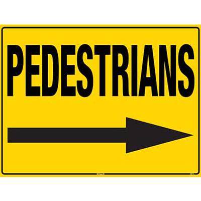 BUILDING SITE SIGN PEDESTRIANS RIGHT