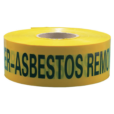 Barrier Tape – Yellow/Caution – Asbestos Removal in Progress – 75mm x 300m x 1mm thick