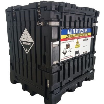 MAXBund Forkliftable Battery Transport & Storage Container, Bunded Base, UV Stable, Up to 60 Batteries, 1050mm x 1150mm x 1260mm H