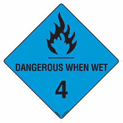 HAZCHEM DANGEROUS WHEN WET SIGN