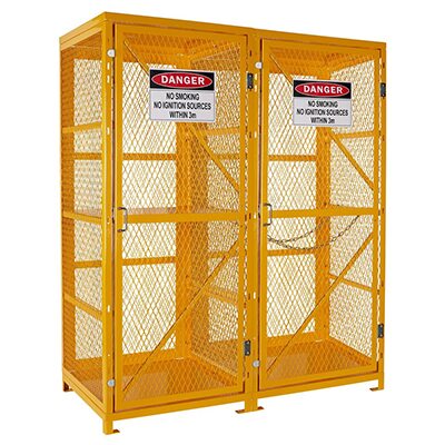 MAXSafe Gas Cylinder Storage Cage – 8 Forklift Cylinders + 9  G Cylinders – Dimensions: 1525 x 762 x 1650mm H