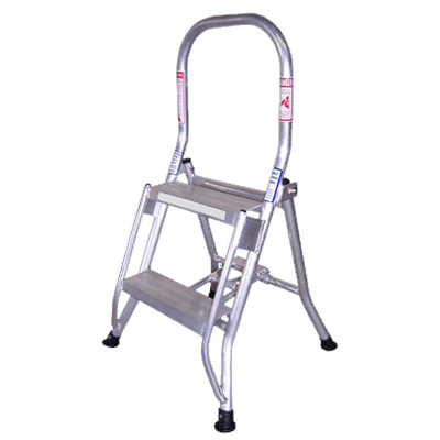 Aluminium Safety Step with Handrail – 2 Step 
– Top Step Height 550mm
– SWL 150kg