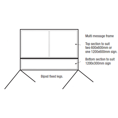 1200 x 900mm – Multi Message Frame – Black  – Fits 2 x 600 x 600 Signs & 1 x 1200 x 300 Sign