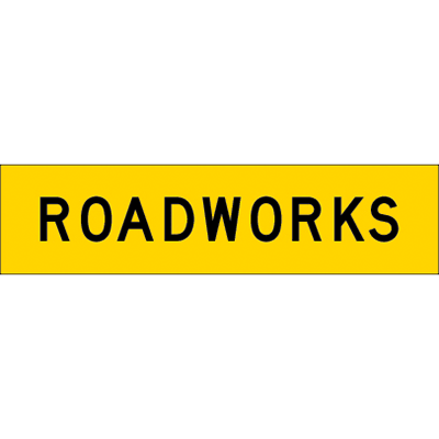 1200x300mm – Corflute – Cl.1 – Yellow – Roadworks