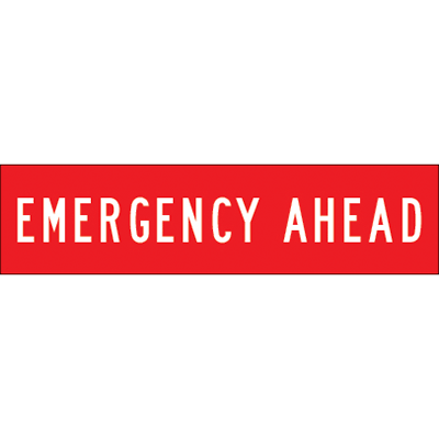 1200x300mm – Corflute – Cl.1 – Emergency Ahead