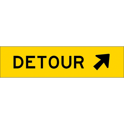 1200x300mm – Corflute – Cl.1 – Detour(Veer Right Arrow)