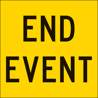 600x600mm – Corflute – Cl.1 – Yellow – End Event