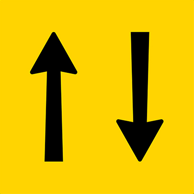 600x600mm – Corflute – Cl.1 – Lane Status – Left Arrow Up & Right Arrow Down