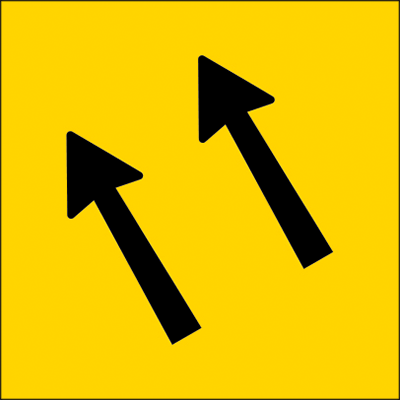 600x600mm – Corflute – Cl.1 – Lane Status – 2 Veer Left Arrows