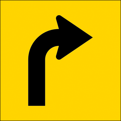 600x600mm – Corflute – Cl.1 – Yellow – Lane Status – Right Turn