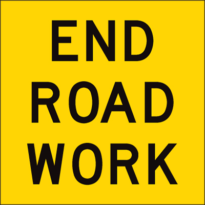 600x600mm – Corflute – Cl.1 – Yellow – End Road Work