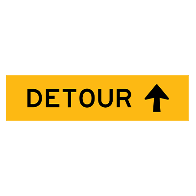 1200x300mm – Corflute – Cl.1 – Yellow – Detour ( RHS Arrow Up)