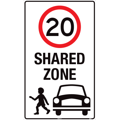 Sign, 450 x 750mm, Aluminium Class 2 Reflective – 20 – Shared Zone