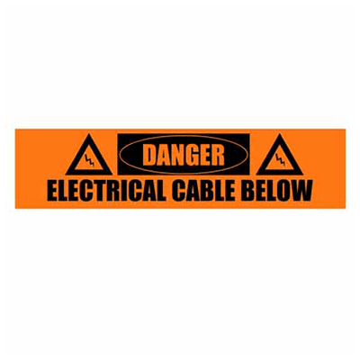 Underground Tape – Non-Detectable – Danger Electrical Cable Below
 – Orange with Black Text
 – 150mm x 500m