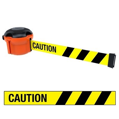 Skipper XS 9m Retractable Barrier Tape Unit, Caution – Black/Yellow