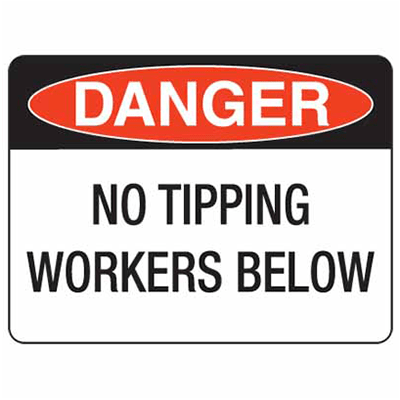 WORKERS BELOW SIGN