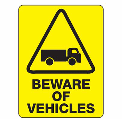 BEWARE OF VEHICLES SIGN