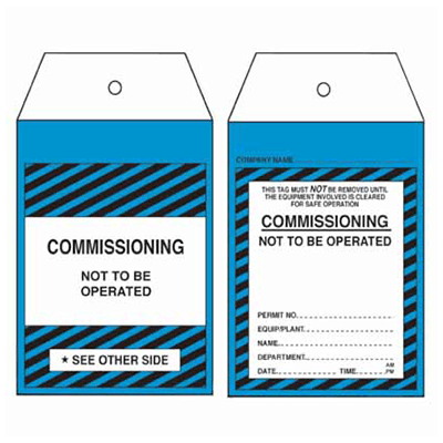 Tear Proof Lockout Tags Pk/100 27 TDT110TP Tear Proof Tag Commissioning Not To Be Operated Web 1