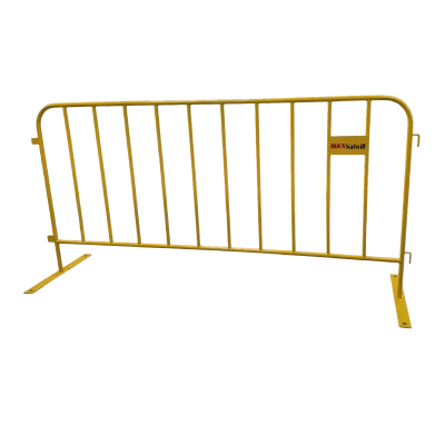 Pedestrian / Crowd Barrier – Yellow – 2200 x 1110mm – C/W Feet – 40pcs per Stillage