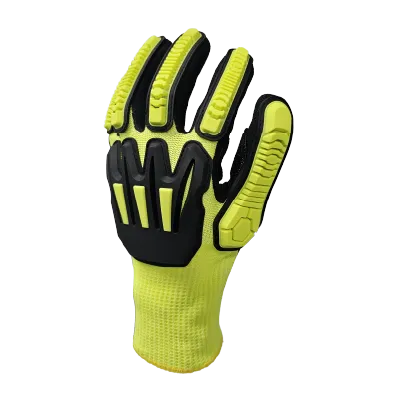 GUARDIA Cut D Anti-Impact, Cut Resistant Gloves, 13G Yellow A4 Liner, Black Dipped Sandy Nitrile Palm Coating, Reinforced Thumb Crotch, EN388:2016 4X42DP, Size 9 to 12