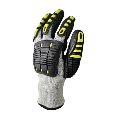 GUARDIA Cut E Anti-Impact, Cut Resistant Gloves, 13G A5 Grey Liner, Double Dipped Sandy Nitrile Palm Coating, Reinforced Thumb Crotch, EN388:2016 4X44EP, Size 8 to 12