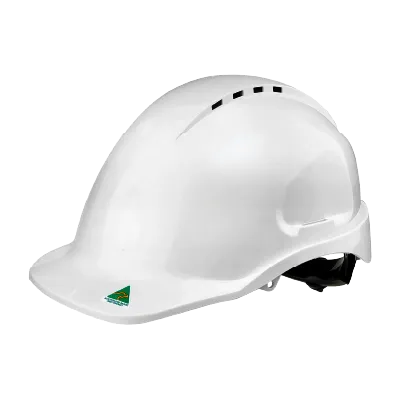 Maxiguard White Vented Hard Hat, ratchet harness