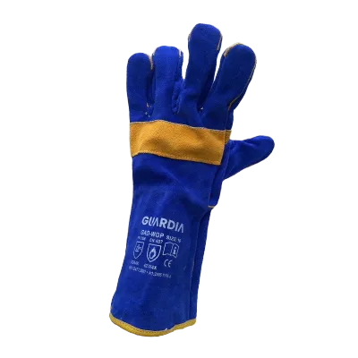 GUARDIA Heavy Duty Blue & Gold Leather Welders Gloves, Size 8 to 11